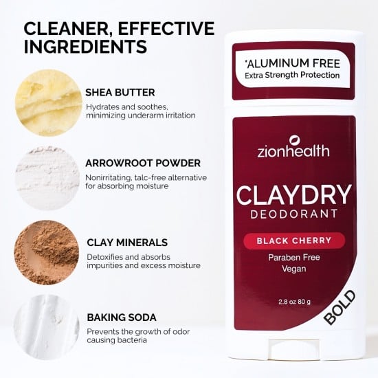 CLAYDRY™ BOLD Black Cherry Aluminum-Free Natural Deodorant